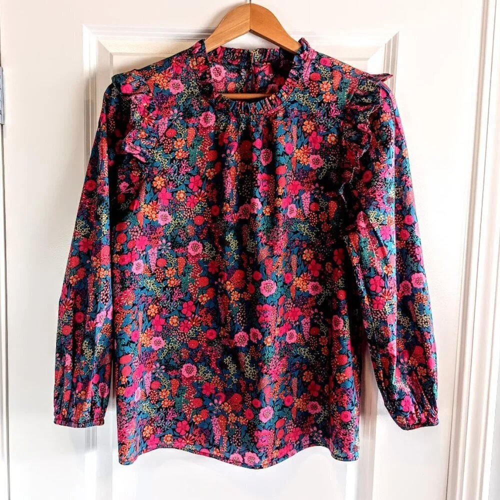 J. Crew X Liberty Ciara Floral Flutter Sleeve Cotton Top